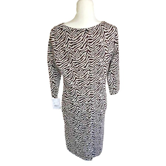 Doncaster Collection Knit Animal Print Dress Zebra Size 12 Stretch 3/4 Sleeve - Picture 4 of 8